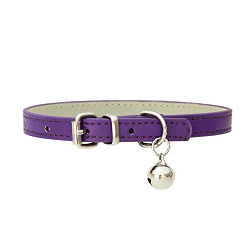 ZYYC Collar de Cuero para Perros pequeños y Gatos con Campana de Seguridad Correas Ajustables para Gatos y Gatitos Collares para Cachorros Collares para Chihuahua Suministros para Mascotas-B_S