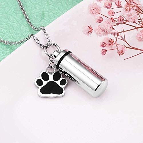 ZYYH Urna para Mascotas Regalo de pérdida de Mascotas Urna Conmemorativa Collar para Cenizas Botella Cremación Recuerdo Joyería Perro Paw Pendan