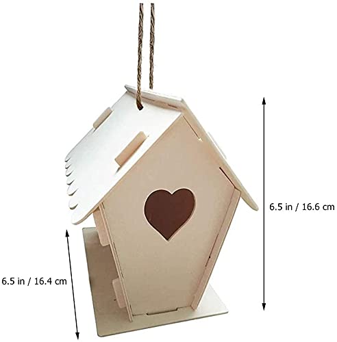 1 set DIY Wooden Birdhouse Crafts para niños, caja de madera de caja de pájaros, conjunto de colgantes de pájaros imprimible incluye 12 colores pinturas y 2 pinceles artesanías de artesanías para niño