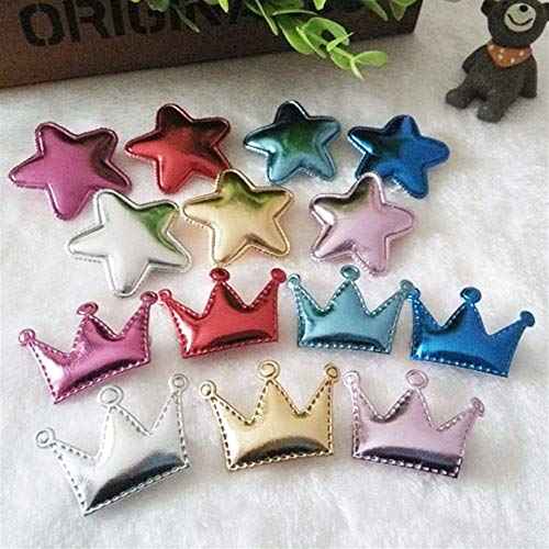 100pcs / lot Pinzas for el cabello for mascotas de cuero de la PU Nuevos diseños Forma linda de la estrella y la corona Accesorios for el cabello del perro Longitud aproximadamente 1.4 pulgadas 7 colo