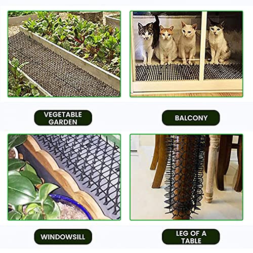 12 alfombrillas de gato con púas, tapón de excavación para gatos repelente de gatos anti gatos para valla de jardín al aire libre con 4 clavijas en forma de U