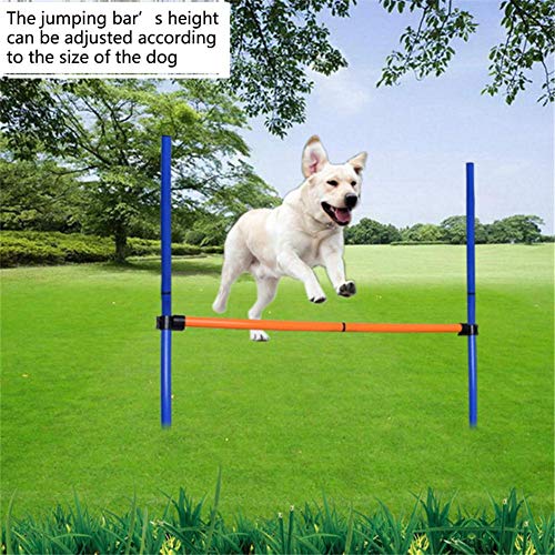 12PCS Juegos de entrenamiento para cachorros de mascotas para ejercicio al aire libre Equipo de agilidad para perros Juego para correr y saltar con obstáculo de agilidad, bastones de slalom y el aro d