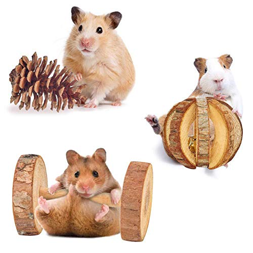 12pcs Pequeñas Mascotas Juguetes Para Masticar Pino Natural Unicycle de Madera Rodillo Ejercicio Mancuerna Cuidado de Los Dientes Juguete Molar para Hamster Conejillo de Indias Chinchilla Conejos