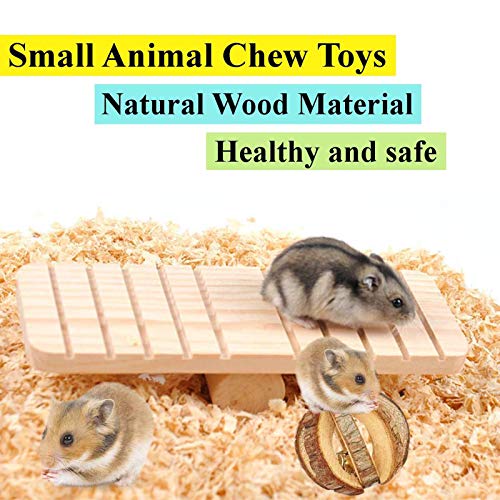 14pcs Pequeñas Mascotas Juguetes Para Masticar Pino Natural Unicycle de Madera Rodillo Ejercicio Mancuerna Cuidado de Los Dientes Juguete Molar para Hamster Conejillo de Indias Chinchilla Conejos