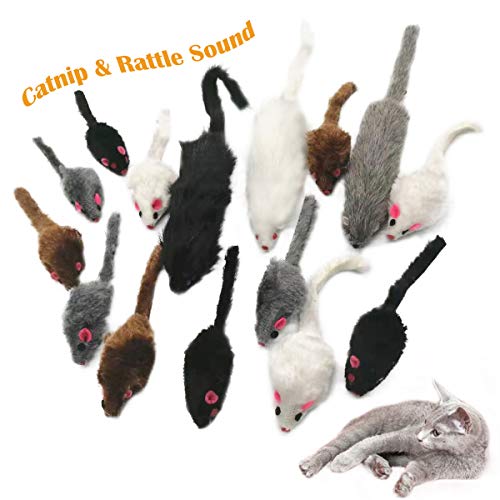 15 Piezas Ratón de Juguete con Hierba gatera, Raton para Gatos para Jugar, Raton Sonajero para Gatos, Ratones Gato para Regalos de Mascotas, Raton Juguete Gato, Catnip Juguetes Peluche Ratones (A)