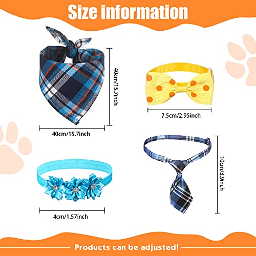 16 Collares de Pajarita de Perro Bandanas Corbatas de Mascota Collar Ajustables de Flor Bufanda Babero Triangular Disfraz de Mascota Ajustable Surtido Accesorio de Aseo para Perro Gato