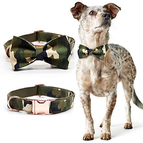 1A1A Collar Perro con Hermoso Lazo Ajustable Resistente Collar Cómodos con Clips de Metal Vert L