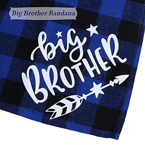 2 bandanas para perro Big Brother and Big Sister, reversibles, triángulo, a cuadros, anuncio de embarazo, cachorro, gatito, niños y niñas, accesorios para revelar género para perros pequeños