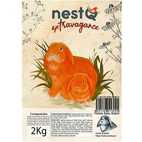 2 Kg Extravagance Baby Comida para Conejos Enanos, Junior, Bebes. Alimento Fabricado con Ingredientes Naturales Rica en Proteinas, Vitaminas, Minerales y Hierbas