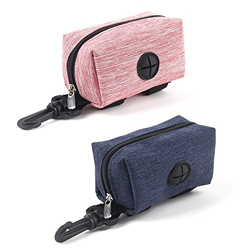 2 Pcs Dispensador Bolsas de Perro,Soporte para Bolsas De Caca De Perro,Bolsas Caca Perro,Bolsa de Basura para Mascotas,Dispensador de Bolsas Excrementos (Rosa + Azul Oscuro)