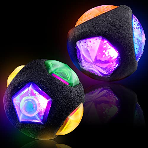 2 Pelotas de Perro Mascota Iluminadas Pelota de Juguete de Flash LED Juguete para Mascotas de TPR Activado de Rebotar Pelota LED Interactiva para Mascotas Que Cambia de Color