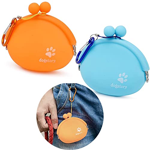 2 Piezas Bolsa de Comida para Perros de Silicona, Bolsas de Golosinas para Perros, Bolsa de Silicona para Perros, Bolsa Premios Perro, Bolsa de Entrenamiento Perros con Clip, Cierre Magnético y Clip