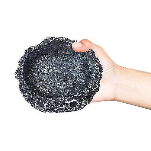 通用 2 Piezas Comedero para Reptiles, Plato de Agua para Reptiles, Recipiente de Agua de Reptil, Resina Bebedero de Reptil para Mascota, Tortuga, Lagarto, Rana, Gecko, Serpiente, Camaleón (Gris)