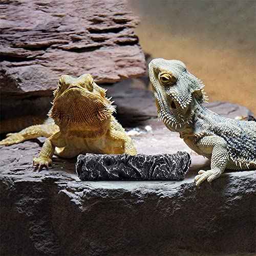 通用 2 Piezas Comedero para Reptiles, Plato de Agua para Reptiles, Recipiente de Agua de Reptil, Resina Bebedero de Reptil para Mascota, Tortuga, Lagarto, Rana, Gecko, Serpiente, Camaleón (Gris)