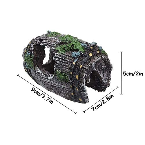 2 Piezas Decoración de Acuario de Resina, Decoración de Cueva de Pecera, Decoración de Cueva de Barril Roto de Resina de Pecera para Ocultar Peces de Acuario, Camarones
