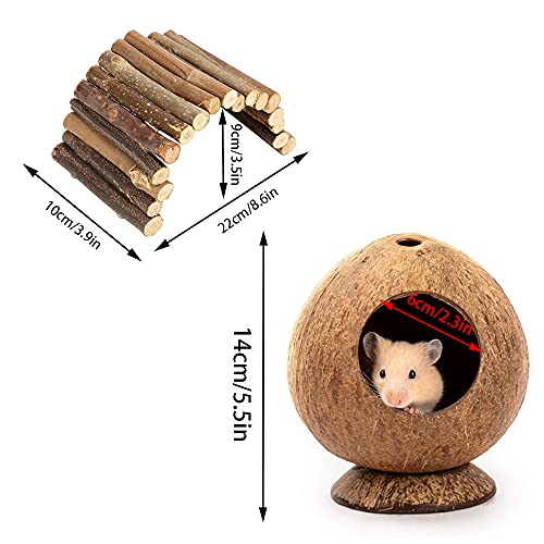 2 Piezas Nido de Pájaro para Mascota, Nido de Pájaro, Escalera de Madera Hamster, Juguetes para Masticar Hámster, para Hámsters, Ratones, Loros, Erizos, Conejillos de Indias, Periquitos, Palomas