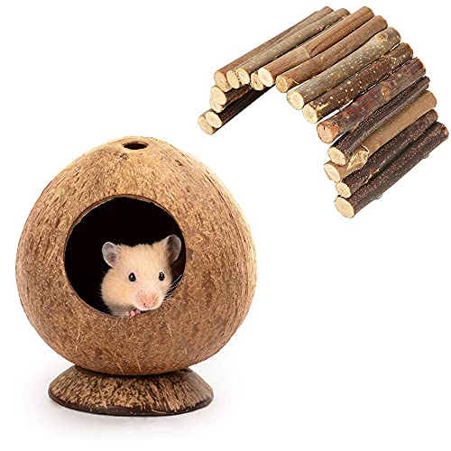 2 Piezas Nido de Pájaro para Mascota, Nido de Pájaro, Escalera de Madera Hamster, Juguetes para Masticar Hámster, para Hámsters, Ratones, Loros, Erizos, Conejillos de Indias, Periquitos, Palomas