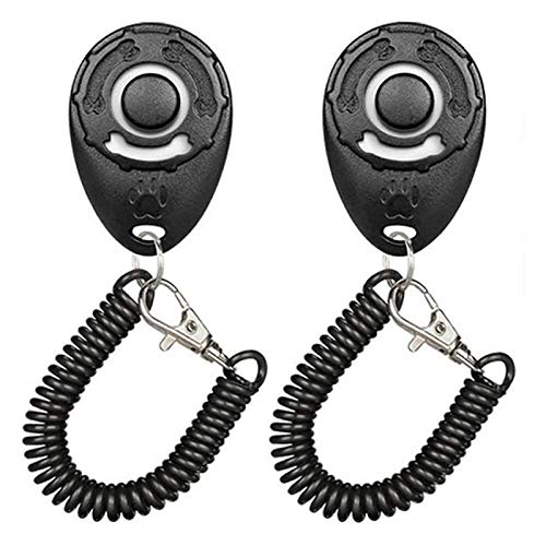 2 piezas Profesiona Silbato para Perros, de Clicker de Perro Silbato, Adiestramiento de Perros con Clicker, para Entrenamiento de Mascotas Profesional, para Perros, Gatos, Pájaros, Caballos (Negro)