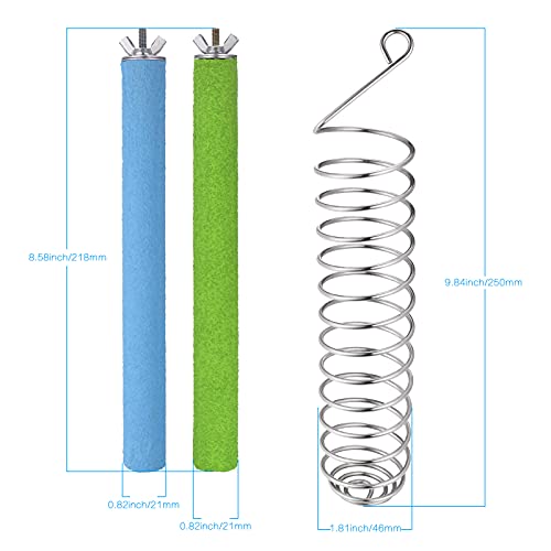 2Piezas Comedero Pajaros Acero Inoxidable con 2 Percha para Pajaros, Juego de Comederos para Pajaros y Perca de Pajaro para Salud de Dieta y de Las Patas de Loro, pájaro Animales pequeños