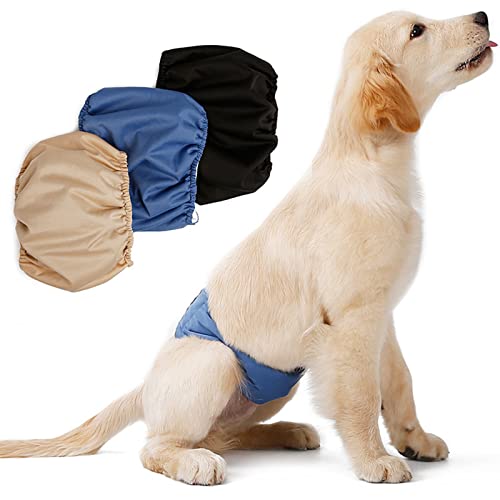 3 Pañales Lavables para Perros Masculinos, Envolturas Absorbentes Impermeables para Perros con Correa Ajustable, Banda para el Vientre Reutilizable para Perros Machos,S