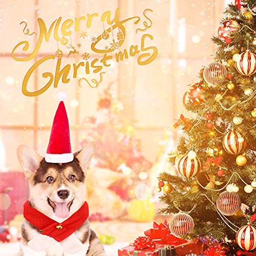 3 Piezas Disfraz de Navidad para Mascotas,Sombrero de Papá Noel para Gato y Cachorro,Bufanda de Navidad,Cinta para Cabeza de Astas de Reno,Navidad Suministros para Cosplay,Mascotas Fiesta (S)