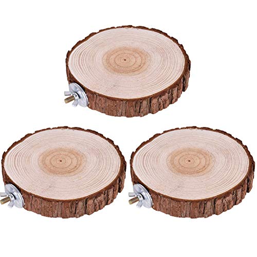 3 piezas Plataforma Juguetes de loro Pájaros Masticar Juguetes Redondo Bird Masticar Juguetes Natural Perch de Plataforma Pájaros Para aves como la cacatúa, borde del asiento de corcho Parrot