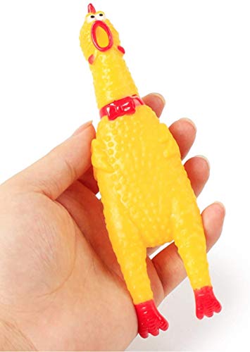 3 pollos chirriantes para perros aullado, juguete mascota gritando goma amarillo pollo para cachorros (3 piezas 17 cm)