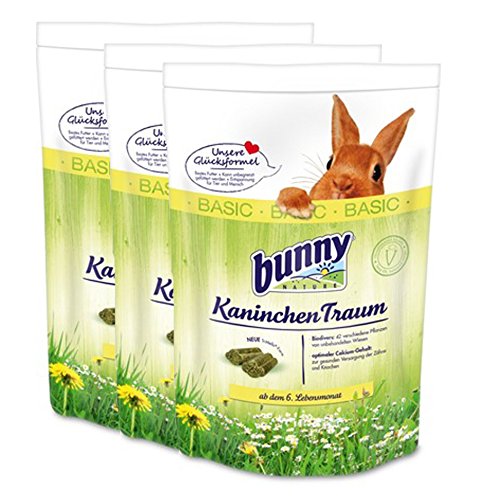 3 x 4 kg = 12 kg Bunny Conejo sueño Basic con 42 diferentes Plantas Verdes