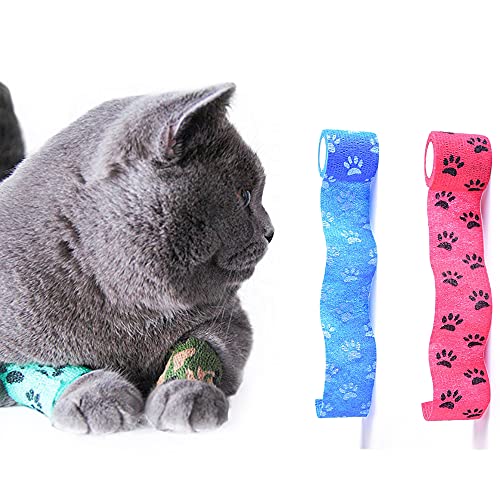 6 Rollos Vendaje Elástico Autoadhesivo, Mascotas Venda Cohesiva Cinta, Vendas Autoadhesiva para Esguinces e Hinchazón para Perros, Gatos Vendaje Elástico para Mascotas, 6 Colores, 5 cm x 4.5 m