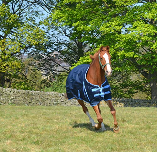 600d Navy - Alfombra impermeable para caballos (200 g, relleno de 200 g)