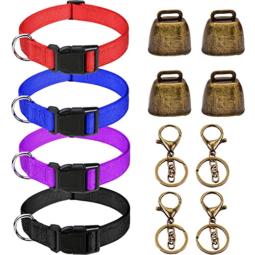 8 cascabeles de oveja y collar de nailon, pequeño latón, para mascotas, antipérdida, cobre, caballo, oveja, pasto, vaca, animales domésticos, campanas antirrobo, accesorios (8 unidades)