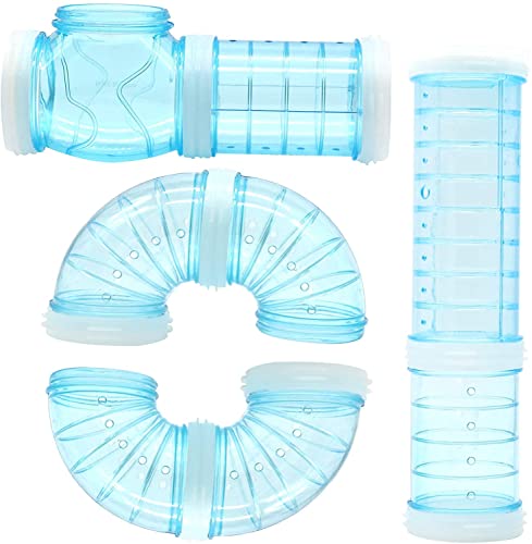 8PCS Túnel de Hámster, Túnel de Conexión Jaula Hamster, Hámster Tubo Play Túnel para Hamster Cage Small Pet Pipe Connection Sports Tunnel Toy para Conexión Creativa, Ampliar el Espacio (Azul)