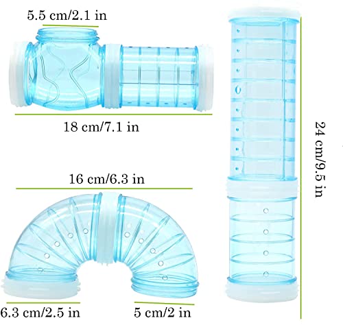 8PCS Túnel de Hámster, Túnel de Conexión Jaula Hamster, Hámster Tubo Play Túnel para Hamster Cage Small Pet Pipe Connection Sports Tunnel Toy para Conexión Creativa, Ampliar el Espacio (Azul)