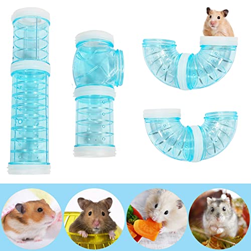 8PCS Túnel de Hámster, Túnel de Conexión Jaula Hamster, Hámster Tubo Play Túnel para Hamster Cage Small Pet Pipe Connection Sports Tunnel Toy para Conexión Creativa, Ampliar el Espacio (Azul)