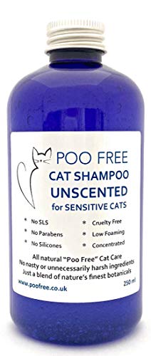 99% Natural CHAMPÚ para GATOS con PIEL SENSIBLE - SIN PERFUME - 250ml por POO FREE. pH Equilibrado. Sin Sulfatos, Sin Parabenos, Sin Silicona. Concentrado, Limpia, Calma, Hidrata, Alivia.