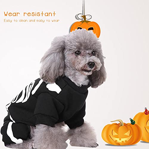 Abrigo de disfraz de esqueleto de gato para perro, disfraces de Halloween para mascotas, camisa con estampado de esqueleto de perro, ropa de cosplay, suéter cálido, disfraz para cachorro, perro y gato