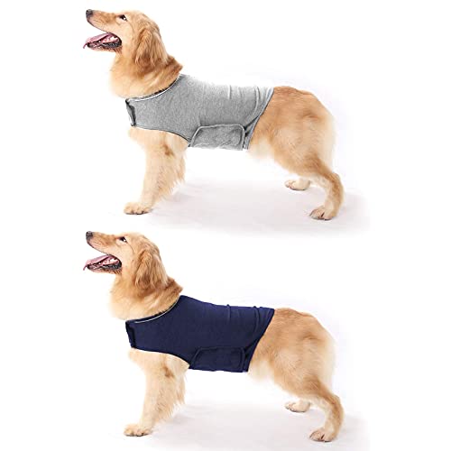 Abrigo para Perros de ansiedad y frescor Transpirable para Perros, Chaqueta Ajustable para la ansiedad del Perro, para Mantener la Calma (Azul, Gris) (Gris, Large)