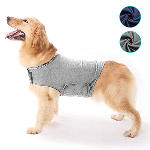 Abrigo para Perros de ansiedad y frescor Transpirable para Perros, Chaqueta Ajustable para la ansiedad del Perro, para Mantener la Calma (Azul, Gris) (Gris, Large)