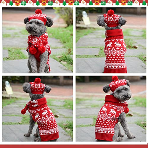 ABRRLO Conjunto de ropa para perros con suéter y gorro para mascotas, ideal para Navidad o invierno