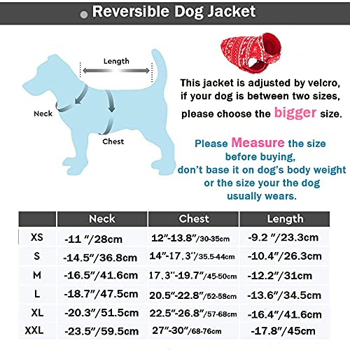 ABRRLO Forro polar para perros, chaleco de forro polar, abrigo para perros, abrigo reflectante, chaqueta reversible sin mangas, para perros pequeños, medianos y pequeños, Navidad (rojo XXL)