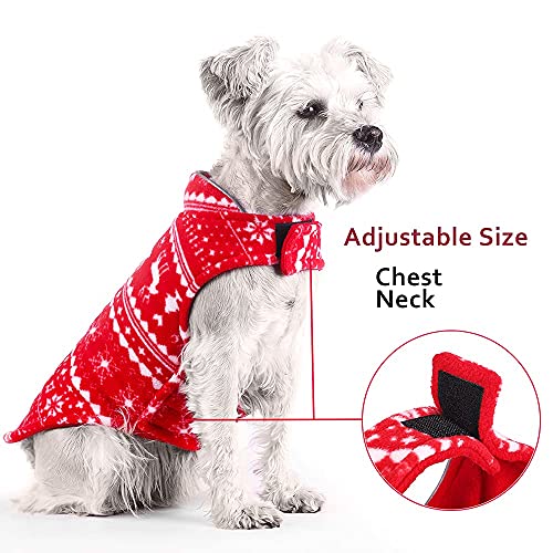 ABRRLO Forro polar para perros, chaleco de forro polar, abrigo para perros, abrigo reflectante, chaqueta reversible sin mangas, para perros pequeños, medianos y pequeños, Navidad (rojo XXL)