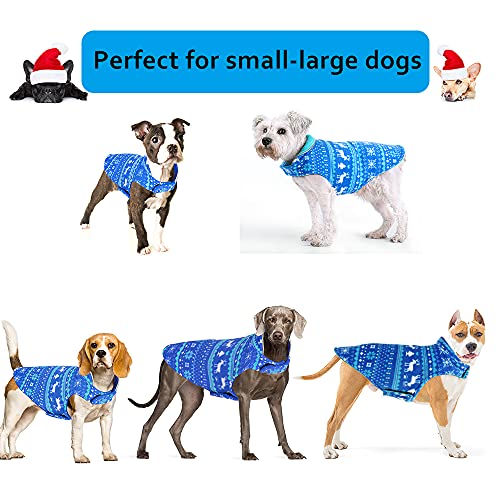 ABRRLO Forro polar para perros, chaleco para perros, abrigo reflectante, chaqueta reversible sin mangas, para perros pequeños, medianos y pequeños, Navidad (azul XL)