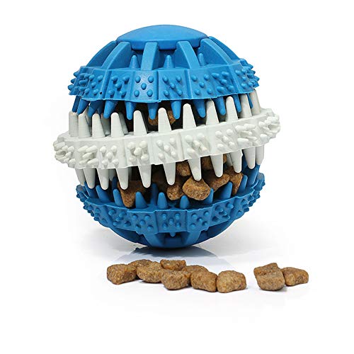 ABRRLO - Pelota de juguete para perros (ideal para masticar, no tóxica, resistente a las mordeduras, juego de ejercicios de limpieza de dientes, gatos y perros, color azul