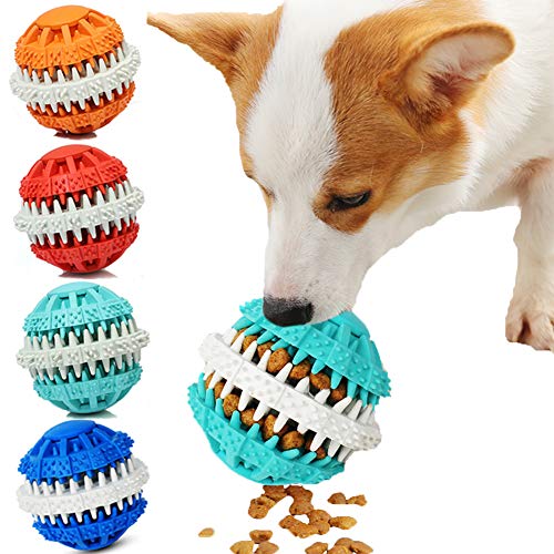 ABRRLO - Pelota de juguete para perros (ideal para masticar, no tóxico, resistente a las mordeduras, juego de ejercicios de limpieza de dientes, gatos y perros, color azul claro