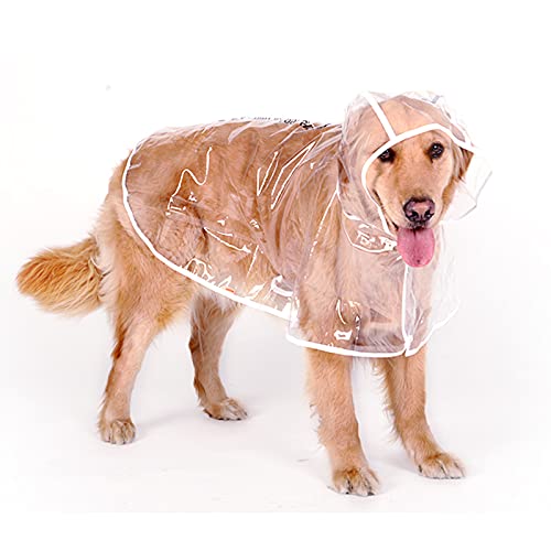 ACEMIC Impermeable para Perros Grande,Ajustable Capa de Lluvia Chubasquero con Capucha,Chubasquero Transparente para Mascotas Perro Mediano Grande