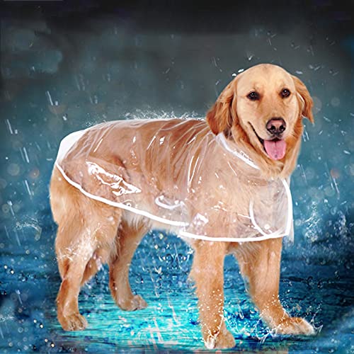 ACEMIC Impermeable para Perros Grande,Ajustable Capa de Lluvia Chubasquero con Capucha,Chubasquero Transparente para Mascotas Perro Mediano Grande