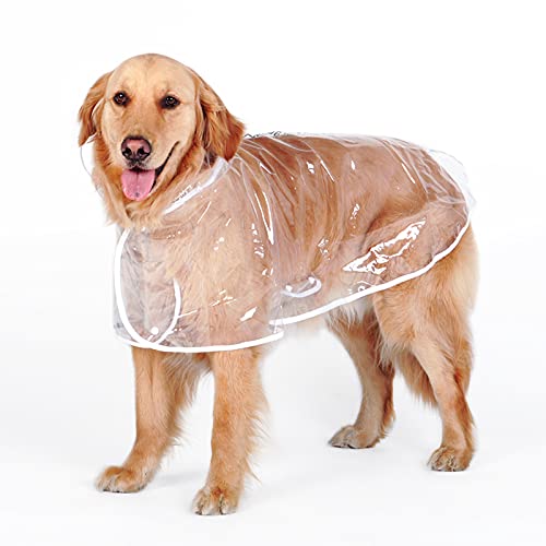 ACEMIC Impermeable para Perros Grande,Ajustable Capa de Lluvia Chubasquero con Capucha,Chubasquero Transparente para Mascotas Perro Mediano Grande