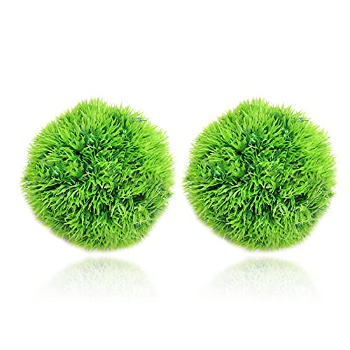 adgbd 2pcs Acuario Bola De Musgo ，Marimo Moss Balls ，Tanque De Agua Plantas Acuáticas Decoración，Estéticamente Hermoso, Bajo Mantenimiento Y Frena El Crecimiento De Algas