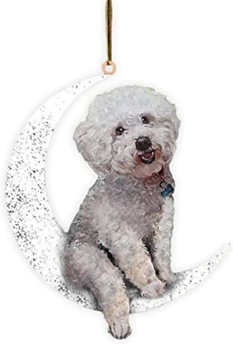 Adorno navideño con Memoria de Perro Sentado en la Luna para Recordar la pérdida de los Regalos de Mascotas, decoración de Adorno (C)