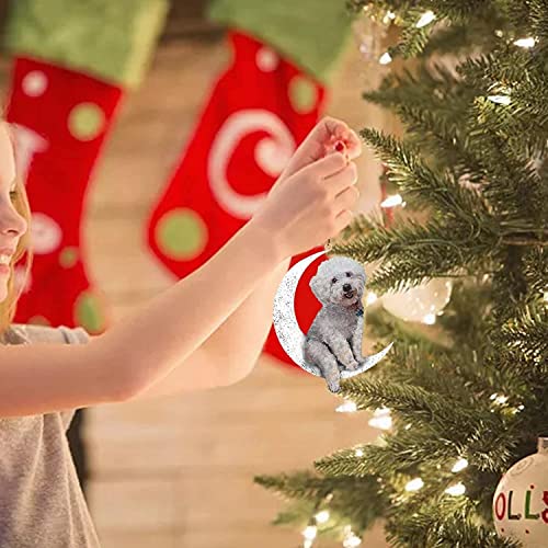 Adorno navideño con Memoria de Perro Sentado en la Luna para Recordar la pérdida de los Regalos de Mascotas, decoración de Adorno (C)